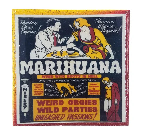 Reefer Madness - Marihuana - Weed With Roots In Hell - Vintage Art - Handmade Coaster