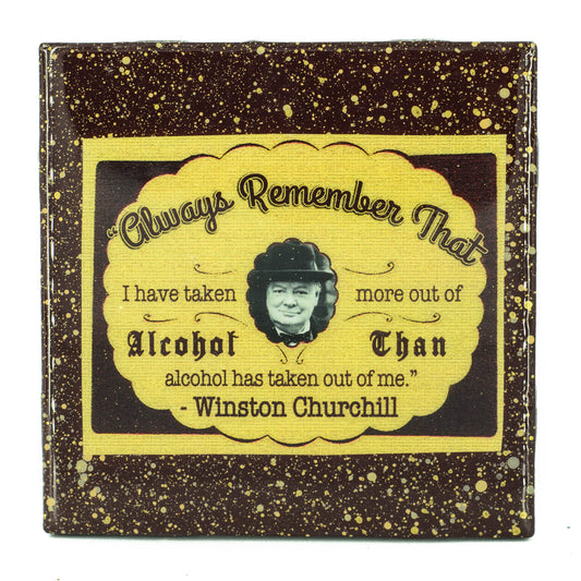 Handmade Coaster Quote Coaster - Winston Churchill - Handmade Recycled Tile Coaster