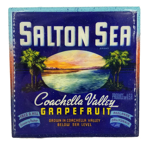 Handmade Coaster - Palm Springs - Salton Sea - Vintage Art