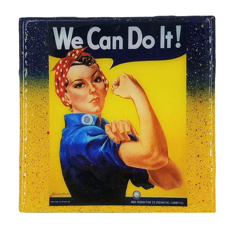 Handmade Coaster - Rosie The Riveter - We Can Do It - Vintage Art