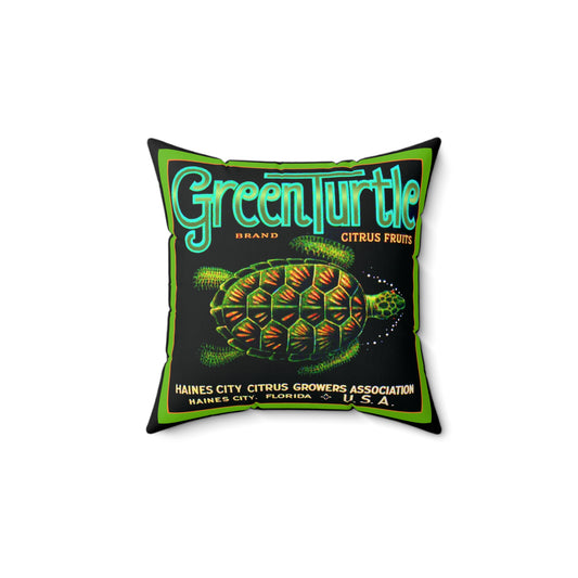 Green Turtle Square Pillow